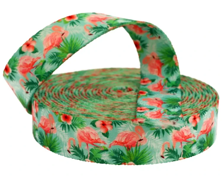 Tasma 25mm z nadrukiem grafiki FLAMINGI 2.webp